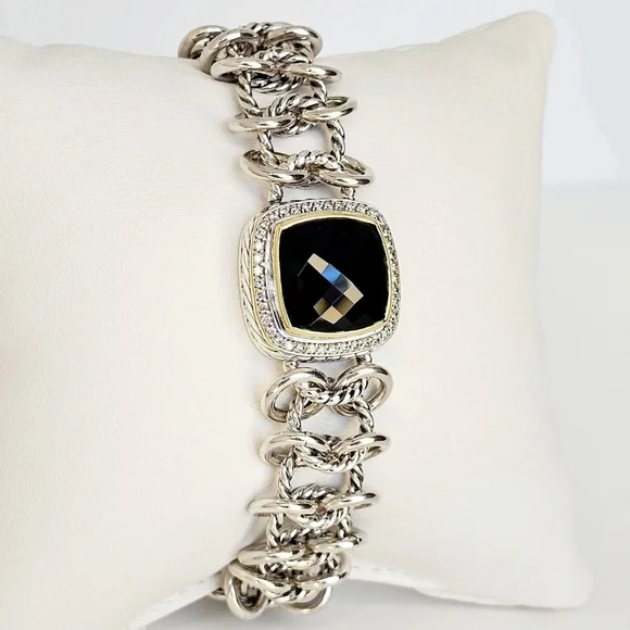 David Yurman Albion Chainmail Bracelet with 18k Gold, Black Onyx & Diamonds - Picture 6 of 9